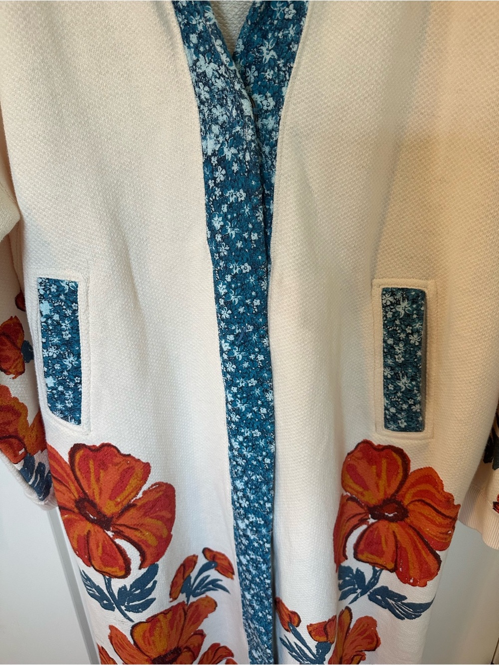 NWT FREE PEOPLE Super Bloom BLUE LAGOON COMBO Maxi Cardigan Jacket SZ MEDIUM - Picture 10 of 11